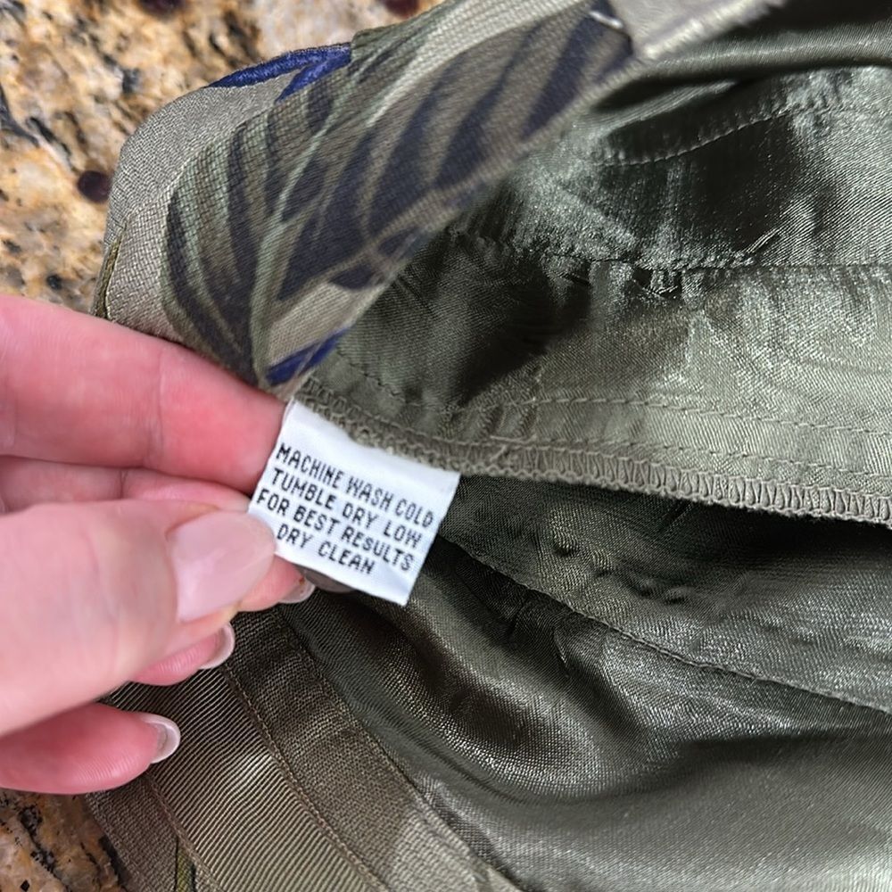 Tommy Bahama Olive Green Tropical Print High-Waist Shorts - Picture 6 of 10